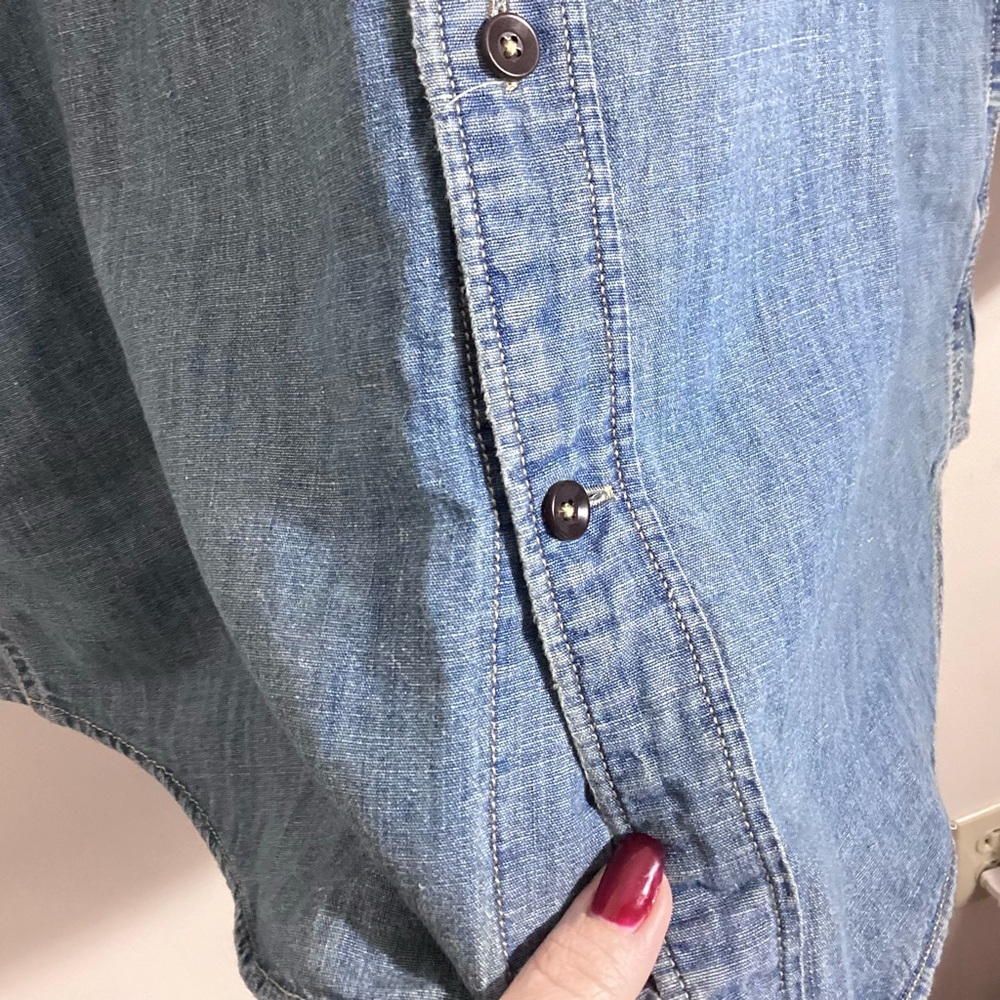 Banana Republic Relaxed Fit Corduroy Trim Chambray Shirt L - Picture 11 of 16